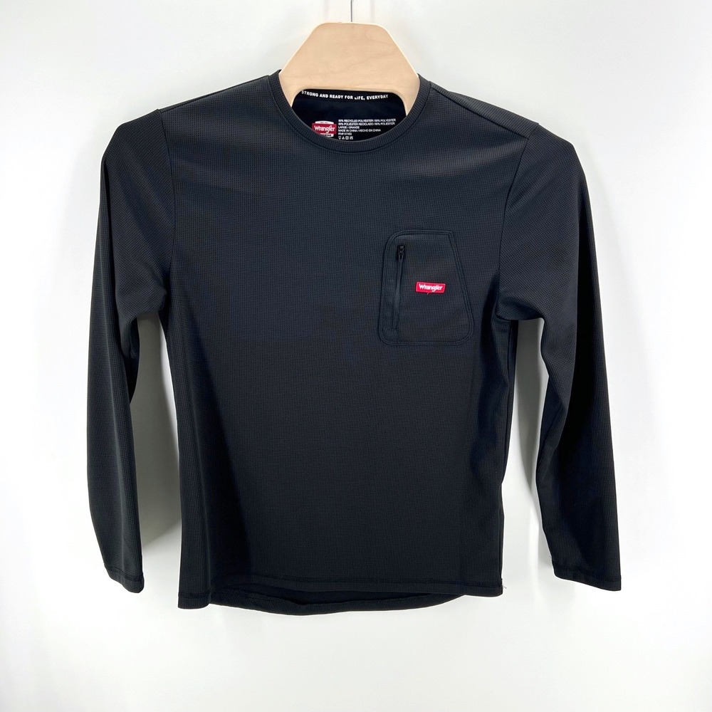 Wrangler Workwear Performance Shirt Large Black Polyester Waffle Knit L/S Tee
